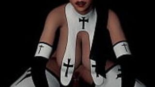 Шаловливая монахиня скачет на анальном дилдо - порно видео