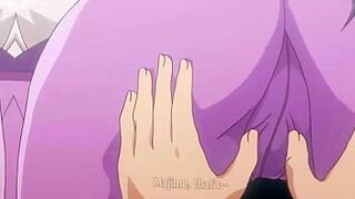 Горячая грудастая телочка из аниме трахается с парнем, пока слушает розового парня - порно видео